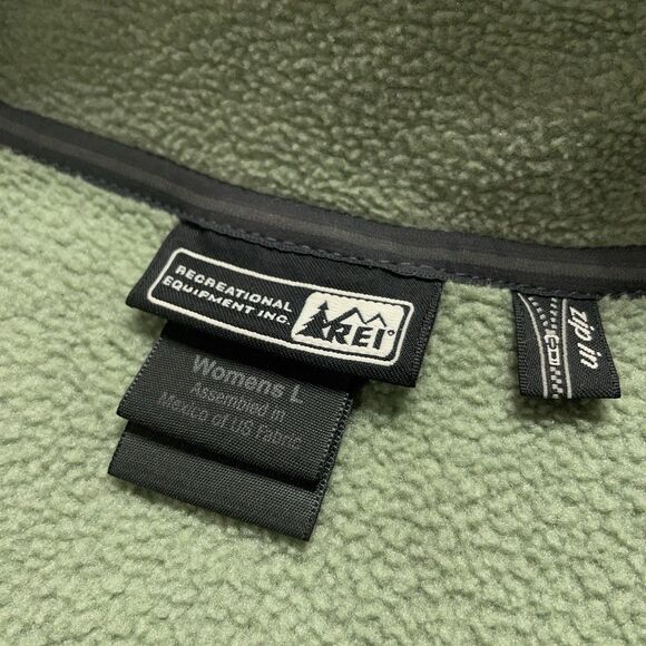 Women’s REI Polartec Jacket L Green Zip-In Full Zip Fleece Outdoor Hiking - Picture 5 of 13